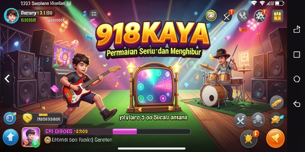 Screenshot menunjukkan pengguna bernyanyi dengan gembira menggunakan aplikasi 918KAYA.