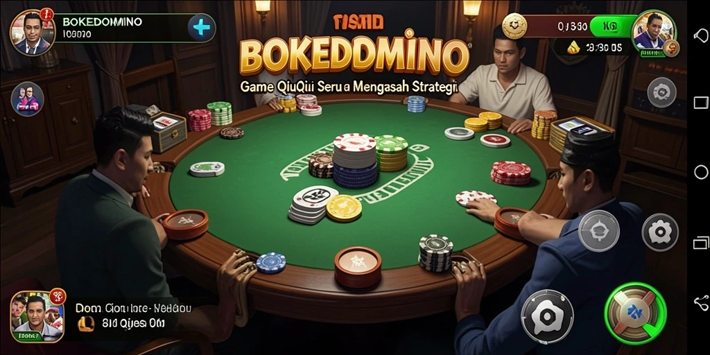 Tampilan menarik dari BOKEDOMINO dalam gameplay QiuQiu.