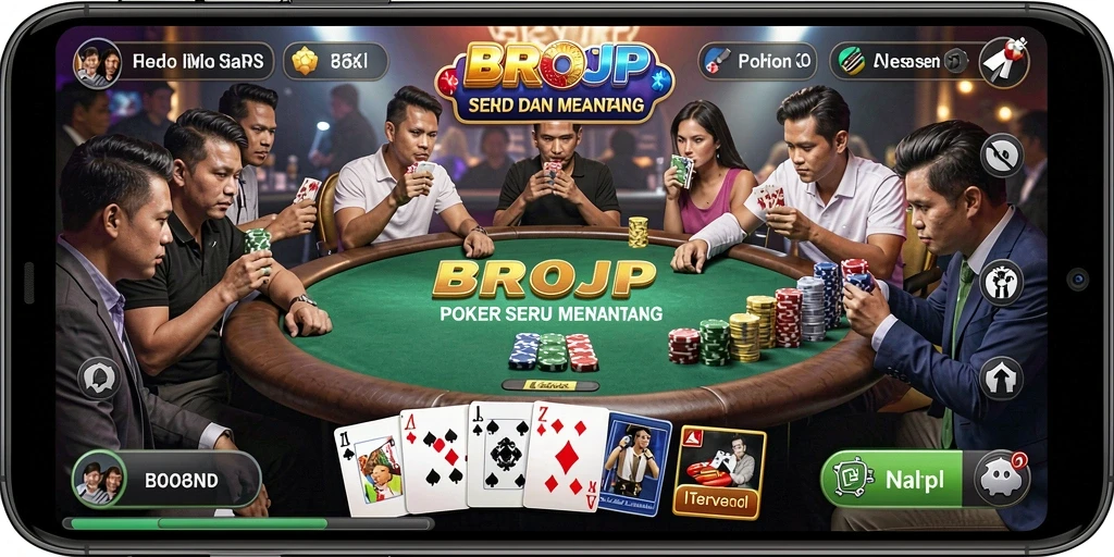 Tampilan gameplay Poker yang mengasyikkan di BROJP.