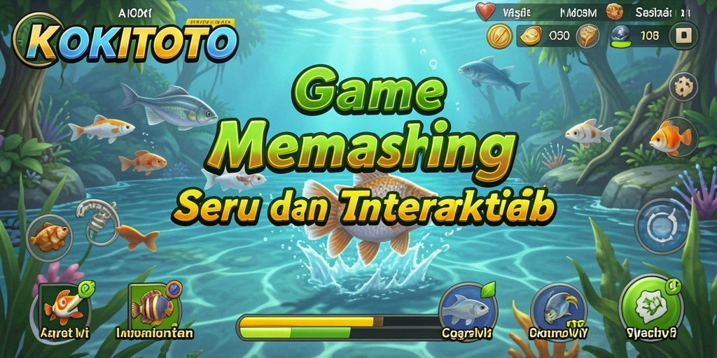 Screenshot gameplay KOKITOTO dengan tampilan memancing yang menarik.