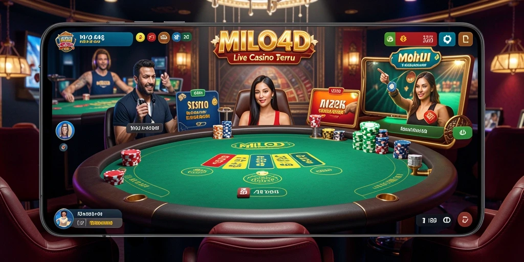 Screenshot utama MILO4D menampilkan dealer dan meja permainan Live Casino.
