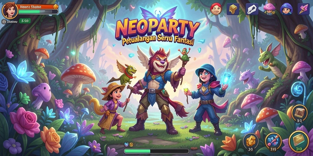 Screenshot gameplay NEOPARTY menampilkan aksi petualangan yang seru.