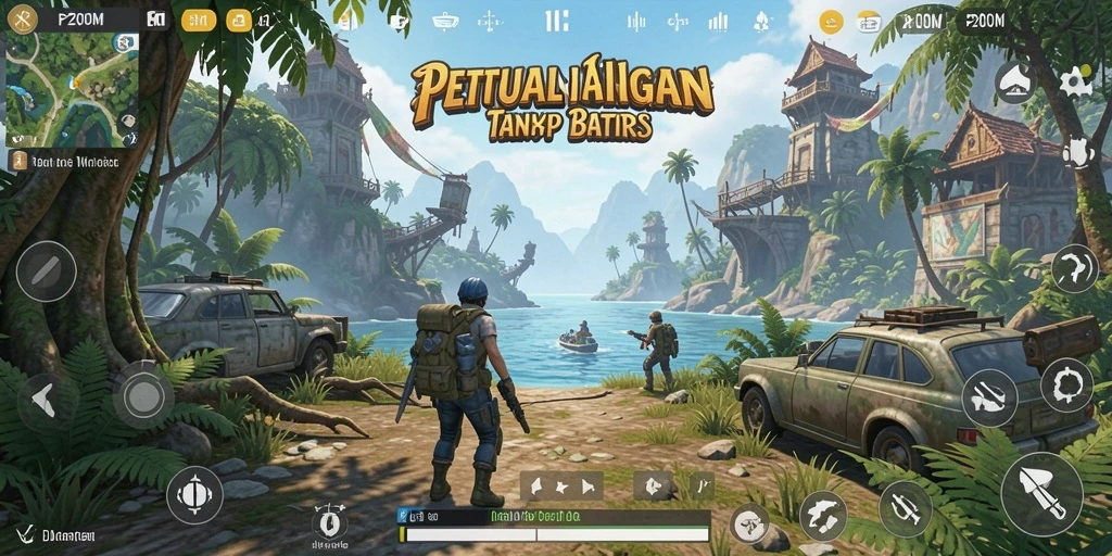 Screenshot gameplay P200M menampilkan petualangan seru di dunia terbuka.