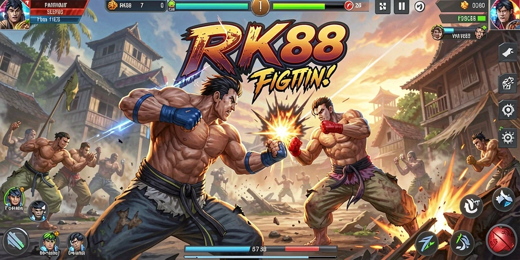 Tampilan gameplay RK88 yang intens dan mendebarkan.