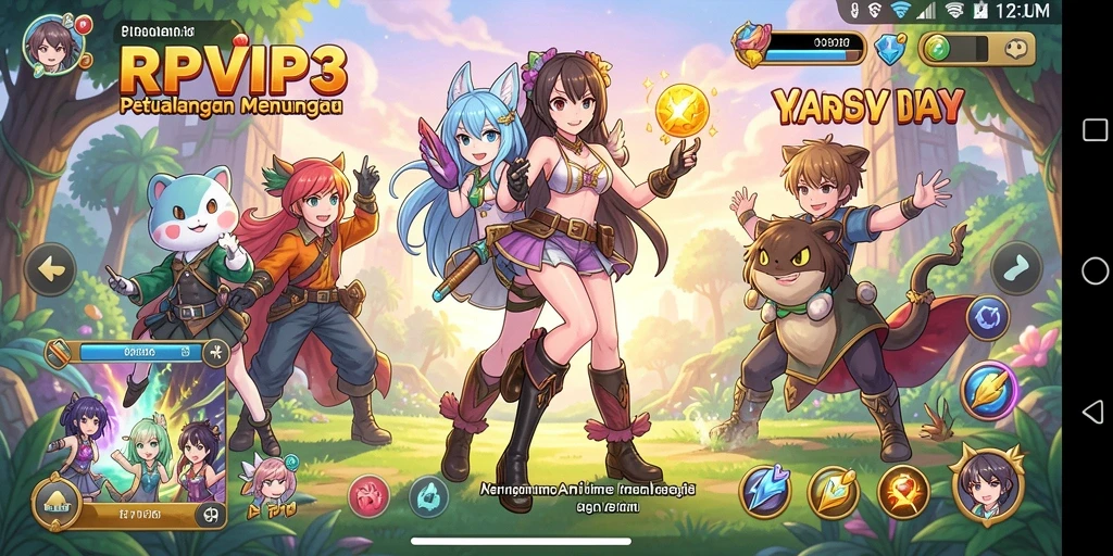 Screenshot RPVIP3 menampilkan aksi karakter Anime dalam pertempuran epik.