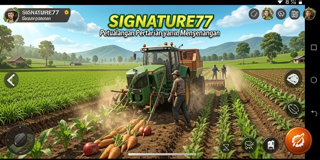 Gameplay menanam dan merawat pertanian di SIGNATURE77.