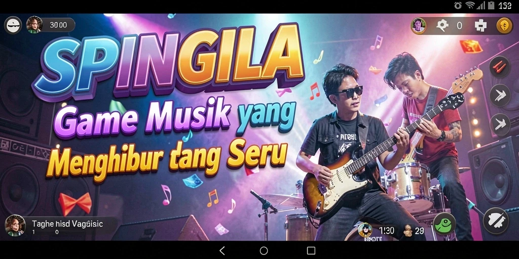 Screenshot gameplay SPINGILA menunjukkan pemain menikmati musik dengan penuh semangat.