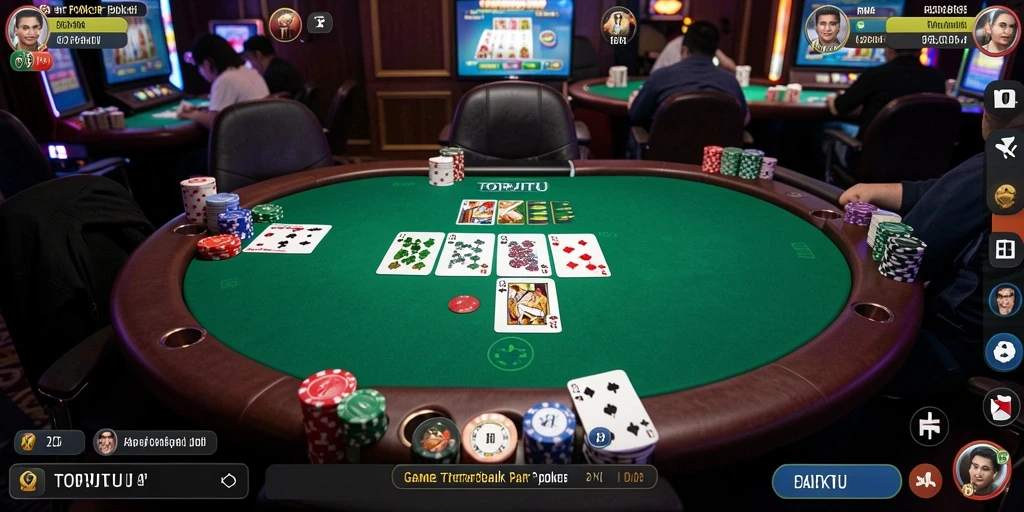 Tampilan menarik dari permainan poker di TOPJITU.