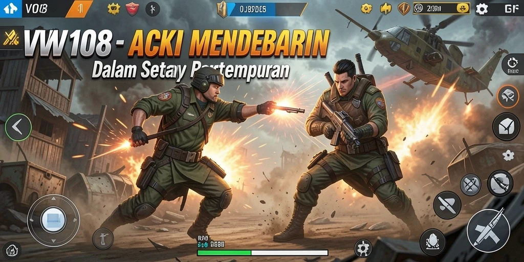 Screenshot gameplay VW108 menampilkan aksi mendebarkan saat bertempur.
